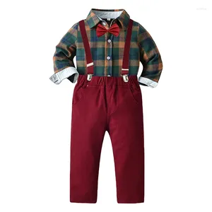 Set di abbigliamento Completi da gentiluomo per neonati Set vestiti per bambini Papillon Camicie Pantaloni Tute