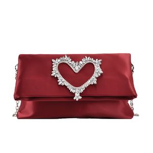 Ladies shoulder bags 4 colors sweet diamond chain bag soft solid color folding Oxford women handbags banquet wedding dress dinner handbag