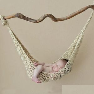 Keepsakes Born Pography Props Accessories Wool Handmade Knit Hook String Bag Studio Baby Po Cloghet Hammock Fotografia 231128 Drop Del DH317