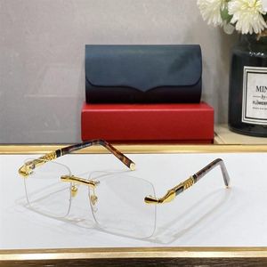 Optiska ramar Rimless Gold Silver Metal Frame Glasses Clear Lens Rectangle Eyewear For Man Unisex Designer Eyeglass Women Trendy 201y 201y