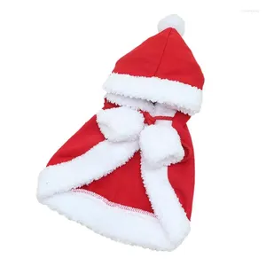 Costumi per gatti Costume Babbo Natale in velluto corallo Mantella con cappuccio con fascia elastica Vestire abiti per feste di Natale Accessori da viaggio a tema