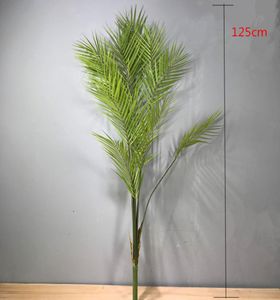 125cm13 Garfo Artificial Grande Raro Palmeira Verde Lifelike Plantas Tropicais Interior Plástico Grande Vaso Home El Office Decor C02180628