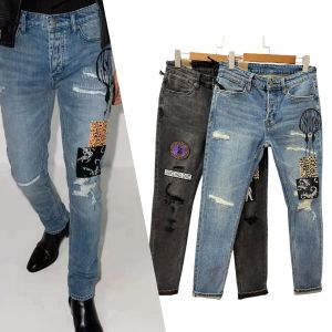 Jeans Ksubi da uomo viola Jeans Rise Elastic Abbigliamento da uomo Stretto Skinny designer Abbigliamento di marca di moda Ricamo Stampa KSUBI