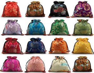 Luxury Floral Large Gift Bags Wedding Party Favor Bags Chinese Silk Brocade Christmas Pouch High End Drawstring Storage Pouch 50pc6035047