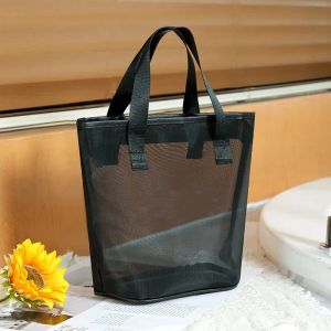 Classic White Logo Mesh Shopping Bag designer Luxury Pattern Travel Wash Bags Women Storage Meshs Case023