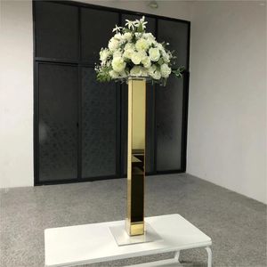 Party Supplies 12PCS/ Lot Gold Flower Road Lead Acrylic Wedding Table Centerpieces Event Vases Home El Decoration