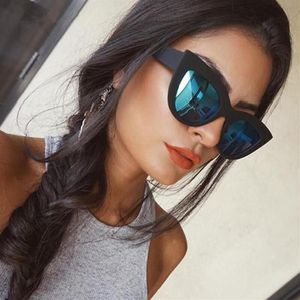 Solglasögon Big Vintage Women Cat Eye Sunglass Retro Brand Designer SUND SUN GLASSES Female Pink Mirror Eyewear UV400SungLasse313p