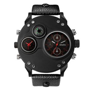 Oulm Brand Smooth Luster Simple Generous Playful Quartz Watch Compass Youth Teenagers Mens Watches Dual Time Zone Stor DIAL MASCU242O