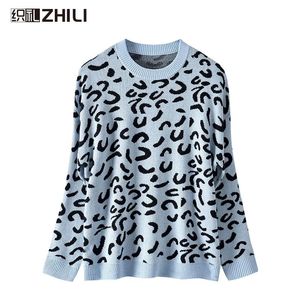 Women's Knits Tees Women's Sweaters Casual Leopard Printed Patchwork Long Sleeves Knitted Pullover Oversized Cropped Sweater Tops 231211