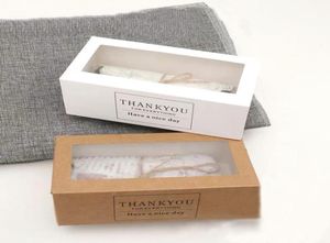 50pcslot Tack presentförpackningar Kraft Paper White Drawer Shape Cake Paper Box med Clear Window Display Packaging för Bakery5494935
