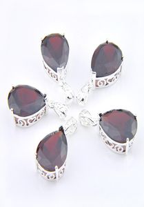 Mix 5 PCS Teardrop Red Garnet Gemstone Pingente 925 Sterling Silver Pingentes Colares Para Senhora Menina Mulheres Presentes de Festa Novo Luckyshin1931910