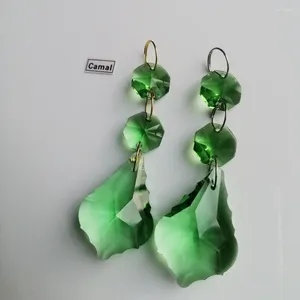 Chandelier Crystal Camal 2Pcs Apple Green 38mm Shaped Drop Pendant 14mm Octagon Bead SunCatcher Garland Lighting Part