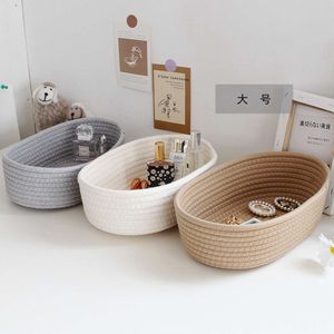 Home Decor Storage Basket Cotton Rope Woven Cosmetic Organizer Kids Toys Desktop Sundries Storage Box Laundry Baskets