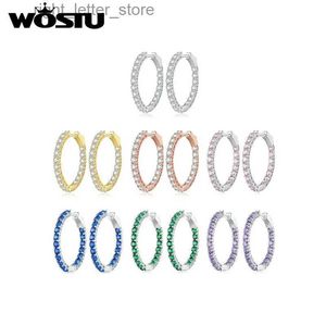 Stud WOSTU Enorme Circel Hoop Earrring para Mulheres Multi Color Brilhante Cubic Zircon Prata Cor Casamento Noivado Jóias Festa Presente YQ231211