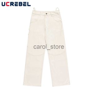 Men's Pants Multi-Pocket Straight-leg Jeans Mens Autumn Casual Solid Color Denim Pants Men Trousers J231208