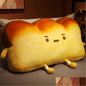 Stuffed Plush Animals Nt Emot Toast Bread Bed Cushion Cartoon Food Bedside Pillow Funny Gift For Grl Bedroom Decor Toy Him Q0727 D Otkdm