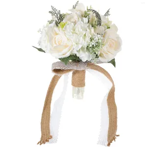 Flores decorativas festa de casamento buquê portátil adereço artificial noiva dama de honra