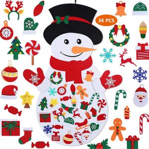 Party Games Crafts DIY Felt Christmas Snowman Games Set Ornaments Hanging Decor Set Kids Toys 231208