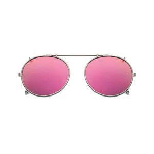 Polarisierte runde Clip-on-Sonnenbrille, Unisex, rosa Beschichtung, Spiegel-Sonnenbrille, fahrende Metall-Oval-Shade-Clip-on-Brille uv400214k