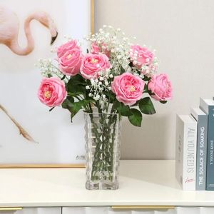 Dekorativa blommor 4/6/8st högkvalitativ Austin Rose Fake Flower Arrangement Artificial Table Decoration For Wedding Home Decor Mariage