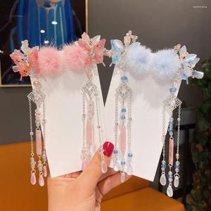 Hair Accessories Vintage Fairy Cute Tassel Lovely Head Wear Butterfly Hairpin Plush Korean Style Clip Children's