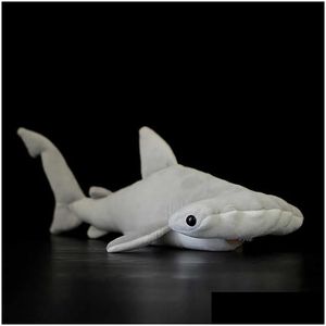 Animais de pelúcia enchidos 40cm longo lifelike tubarão martelo coleção brinquedos mar vida real brinquedo hable bonecas bebê crianças presentes q0727 drop ott5a