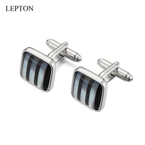 Cuff Links Lepton Mãe de Pearl Mens Cufflinks Natural White Shell Cufflinks Botão Moda Botão Luxo Melhor Masculino Quarto Q240508