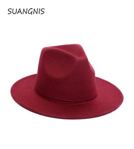 2019 Fedora Hat Men Men imitacja wełniane zimowe kobiety poczuć kapelusze mężczyźni moda czarna czapka jazzowa fedoras chapeau5660706