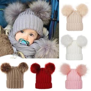 Berets mãe crianças chapéus bobble chapéu crianças boné pom gorros bonés infantis acessórios para bebês meninas meninos 0-3 anos