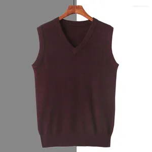 Men's Vests Autumn/Winter Sweaters Cashmere Vest Fashion Sleeveless V-neck Casual Young Style Pullover Solid Knitted Tops