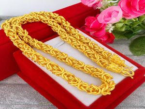 Factory Whole Vietnam Placer Gold Jewelry Men Ornament Cloth Pattern Dragon Sand Gold Necklace Gold Plated 24K Imitation Brace3071879