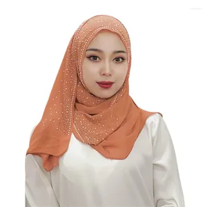 Ethnic Clothing Fashion Malaysian Headscarf Shiny Rhinestones Chiffon Scarf Headband Eid Muslim Women Instant Hijab Islamic Party Scarves