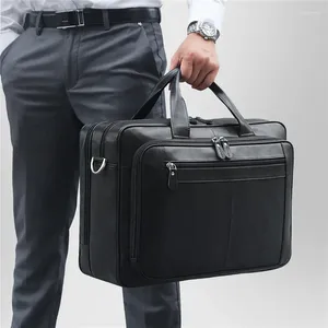 Evrak çantaları siyah kahve orijinal deri erkek evrak çantası erkek portföy 14 '' 15.6 '' 17 '' laptop iş seyahati