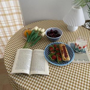 Tischdecke INS Koreanischen Stil Kleine Plaid Frische Tischdecke Einfache Hintergrund Stoff Pografie Schießen Lebensmittel Prop