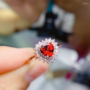 Cluster Rings Natural Garnet Ring 925 Sterling Silver Store Special Promotion Selling Style Heart-Shaped Gem