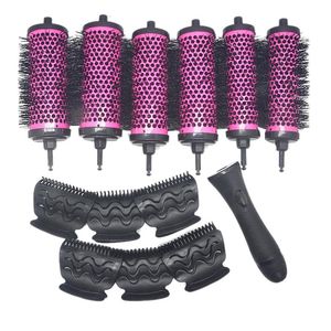 Hair Brushes 6pcs/set 3 Sizes Detachable Handle Hair Roller Brush with Positioning Clips Aluminum Ceramic Barrel Curler Comb Hairdresser 231211