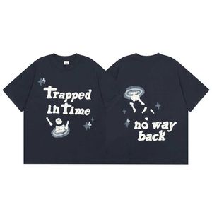 メンズTシャツ壊れた惑星シャツ市場漫画スカルフォームプリントクルーネック半袖TシャツメンズアンドレディーズハイストリートルーズショートスリーブトップスZQIS