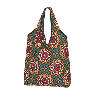 Sacos de compras Engraçado Impressão Luxo Ornamental Mandala Tote Portátil Ombro Shopper Bohochic Geométrica Floral Art Bolsa