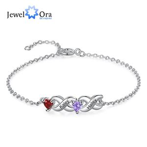 Charm Bracelets Personalized Inlaid 2-7 Heart Birthstone Bracelets for Women Customized Engraved Name Family Bracelet Mother's Day Gift 231208