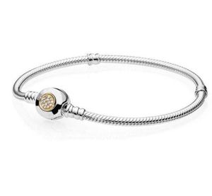 Original 925 Sterling Silver Momemts Two-Tone Signature Chain Pan Armband Bangle Fit Women Bead Charm smycken CX2006137629785