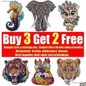 Puzzles Adts Animal Wooden Puzzle Fox Lion Eagle Jigsaw Wood Educational Toys for Kids Buy 3 Get 2 Drop Delivery Gifts Otezf