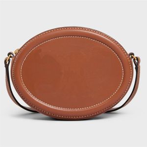 Womes kleine Lederwaren Clutches Crossbody Oval Tasche in glattem Kauflatten -Designer -Umhängetasche Kalbskineling Gold Metall Hardwar283h