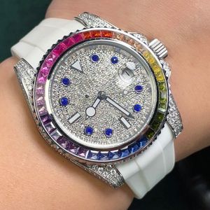 Diamentowe zegarek męskie zegarki automatyczny ruch mechaniczny 40 mm Sapphire gumowy pasek składany Wodoodporne na rękę na rękę na rękę na rękę