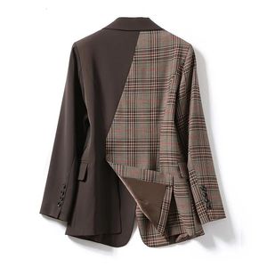 Damskie garnitury Blazers Plaid Blazers Coats for Women Eleganckie stylowe odzież Autumn Winter Damskie garnitur biznesowy Vintage Kurtki modne 231211