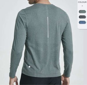 Lu Men Yoga Outfit Sports Long Sleeve T-shirt Mens Sport Style Shirts Training Fitness Clothes Elastic Quick Dry Sportwear Top Plus new 54