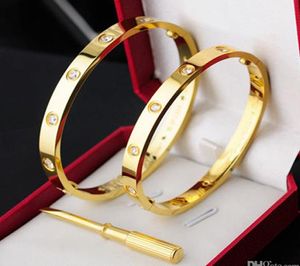Moda Ladies de prata Gold Rose Gold Lady Screw Men Chave de fenda Diamante Jóias de Luxúria Jóias Mulheres Bracelets Caixa de pulseira Precisa E9161313