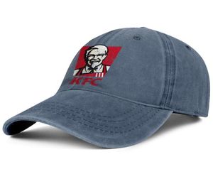 Boné de beisebol jeans unissex KFC equipado com chapéus personalizados da moda logotipo KFC Logotipo KFC Vector Orgulho Gay Rainbower Cinza Angustiado Pi5304708