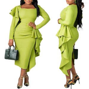 Casual Dresses 4XL Plus Size Sexy Green Nightclub Party Dress Big Skir