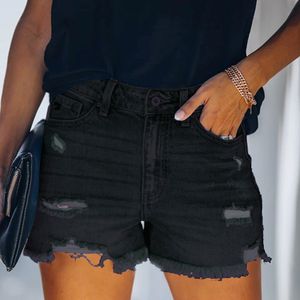 jeans corti da donna strappati pantaloni corti in denim sexy a vita alta in difficoltà graffia spedizione gratuita di alta qualità