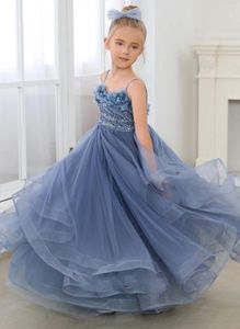 Girl Dresses Princess Square Floor Length Lace Tulle Flower Dress Pageant Formal Party Ball Gown Junior Bridesmaid